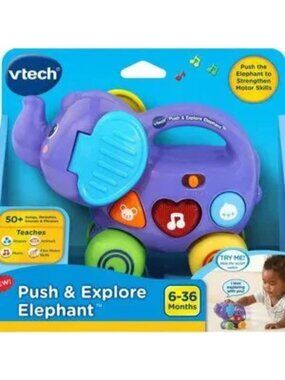 VTech Push & Explore Elephant New In Box Baby Toddler Gift (English Version)